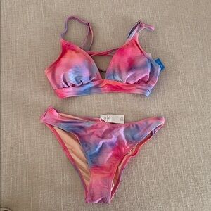NWT Cupshe Pink and Purple Tie-Dye Bikini